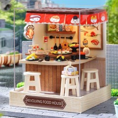 Book Nook - Kit DIY a construire Maquette 3D Serre Livre - Sushi bar Creanook - 11 x 9 x 11 cm