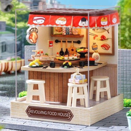 Book Nook - Kit DIY a construire Maquette 3D Serre Livre - Sushi bar Creanook - 11 x 9 x 11 cm