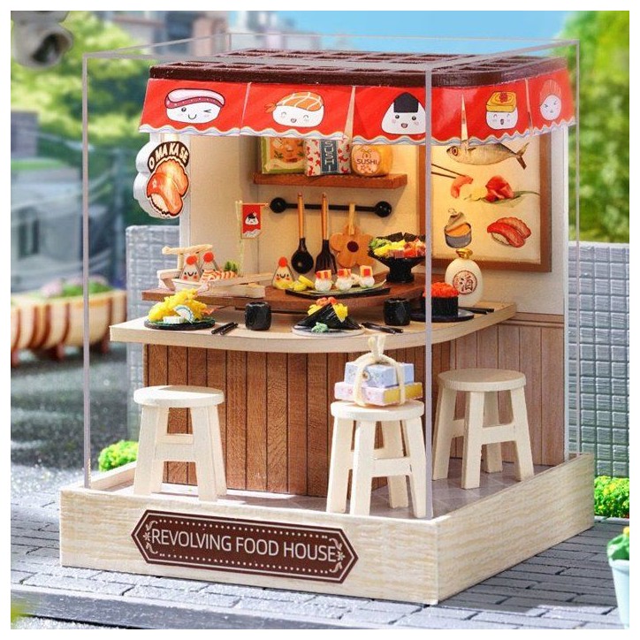 Book Nook - Kit DIY a construire Maquette 3D Serre Livre - Sushi bar Creanook - 11 x 9 x 11 cm Book Nook - Kit DIY a construire Maquette 3D Serre Livre - Sushi bar Creanook - 11 x 9 x 11 cm