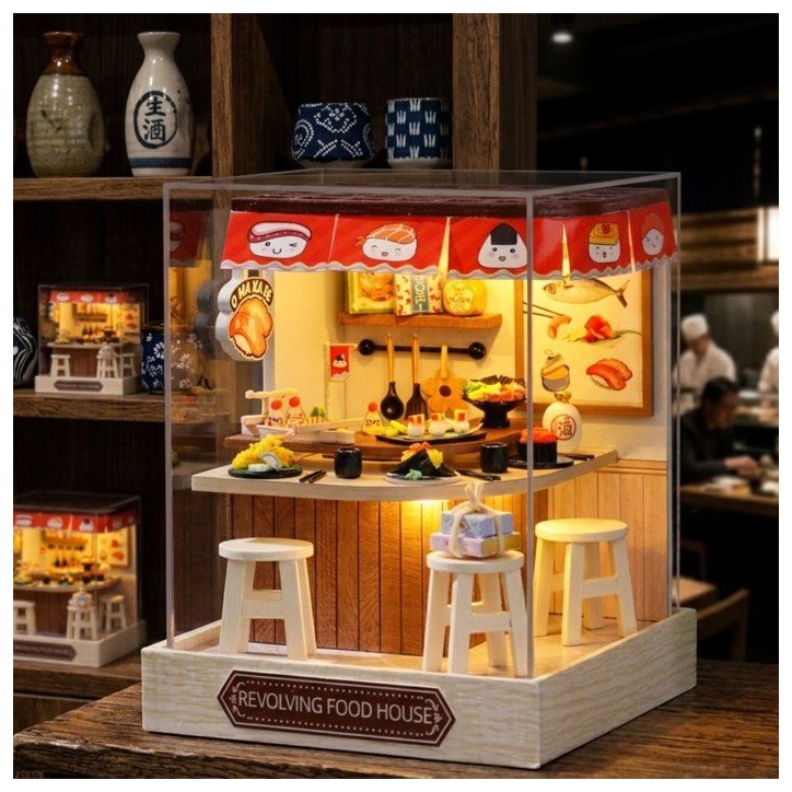Book Nook - Kit DIY a construire Maquette 3D Serre Livre - Sushi bar Creanook - 11 x 9 x 11 cm Book Nook - Kit DIY a construire Maquette 3D Serre Livre - Sushi bar Creanook - 11 x 9 x 11 cm