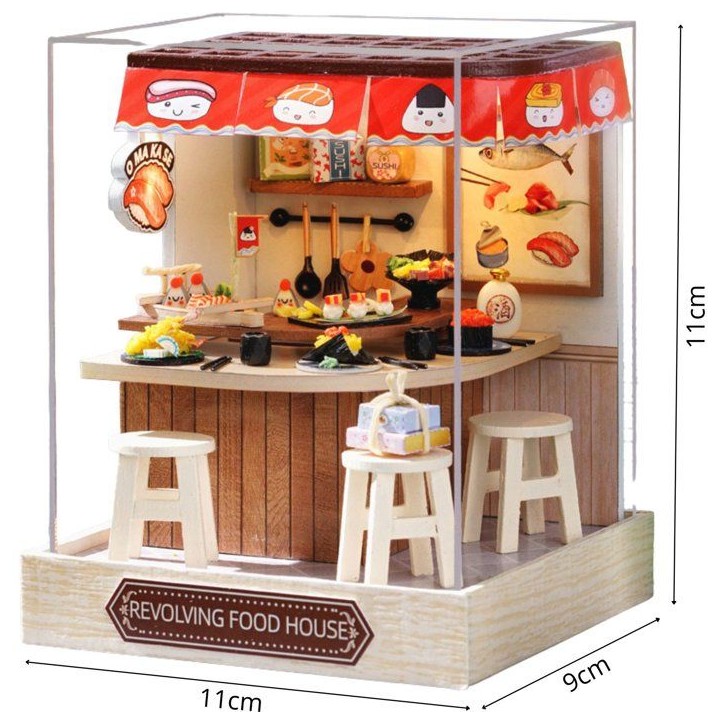 Book Nook - Kit DIY a construire Maquette 3D Serre Livre - Sushi bar Creanook - 11 x 9 x 11 cm Book Nook - Kit DIY a construire Maquette 3D Serre Livre - Sushi bar Creanook - 11 x 9 x 11 cm