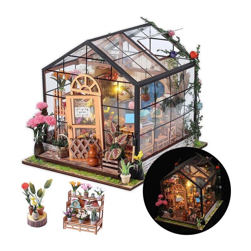 Book Nook - Kit DIY a construire Maquette 3D Serre Livre - Serre Fleur