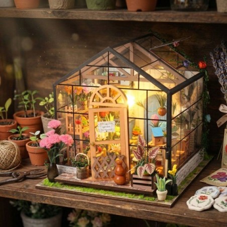 Book Nook - Kit DIY a construire Maquette 3D Serre Livre - Serre Fleurie Green Nook - 20 x 18 x 19 cm