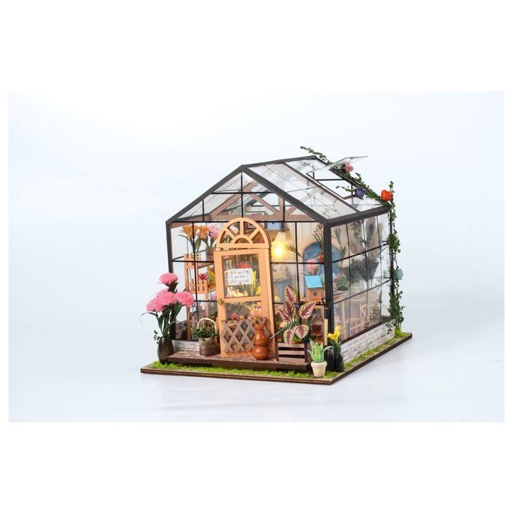 Book Nook - Kit DIY a construire Maquette 3D Serre Livre - Serre Fleurie Green Nook - 20 x 18 x 19 cm