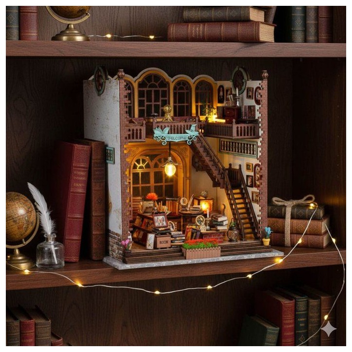 Book Nook - Kit DIY a construire Maquette 3D Serre Livre - Bibliotheque Creanook - 24 x 17 x 25 cm Book Nook - Kit DIY a construire Maquette 3D Serre Livre - Bibliotheque Creanook - 24 x 17 x 25 cm