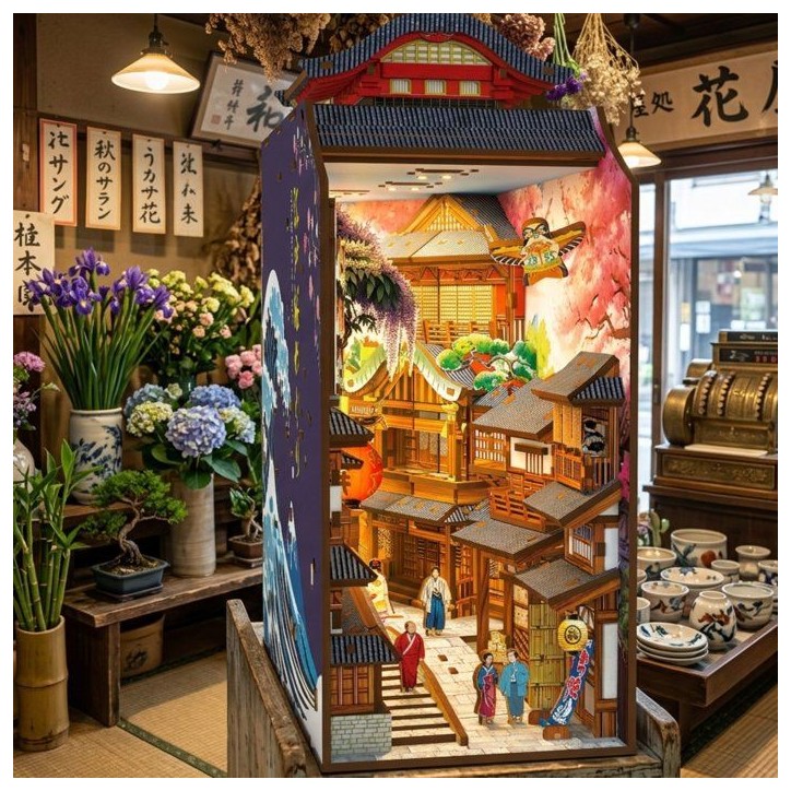 Book Nook - Kit DIY a construire Maquette 3D Serre Livre - Ruelle Japonaise Nookland - 10 x 19 x 24 cm Book Nook - Kit DIY a construire Maquette 3D Serre Livre - Ruelle Japonaise Nookland - 10 x 19 x 24 cm