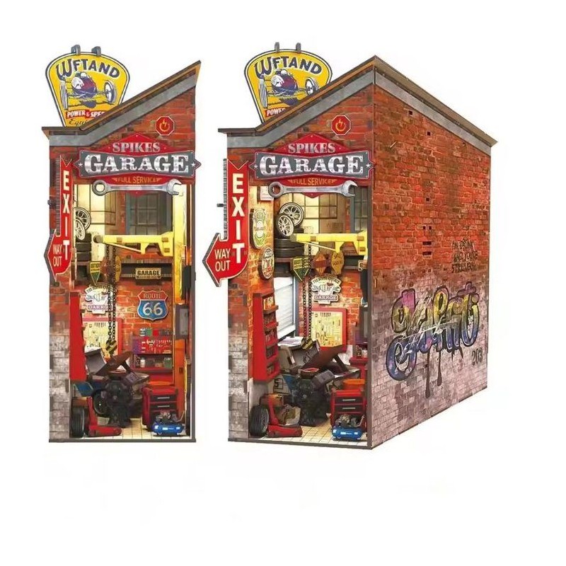 Book Nook - Kit DIY a construire Maquette 3D Serre Livre - Garage vint