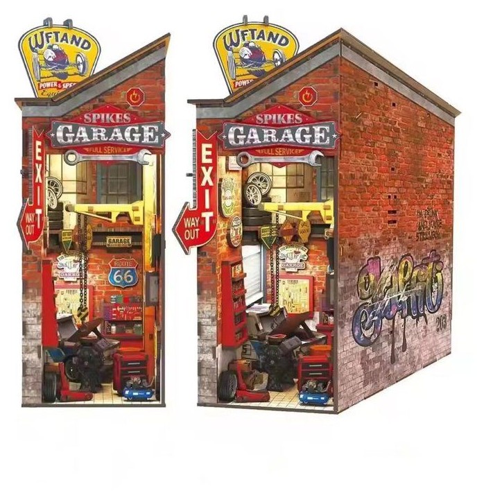 Book Nook - Kit DIY a construire Maquette 3D Serre Livre - Garage vintage Nookland - 10 x 19 x 29 cm Book Nook - Kit DIY a construire Maquette 3D Serre Livre - Garage vintage Nookland - 10 x 19 x 29 cm