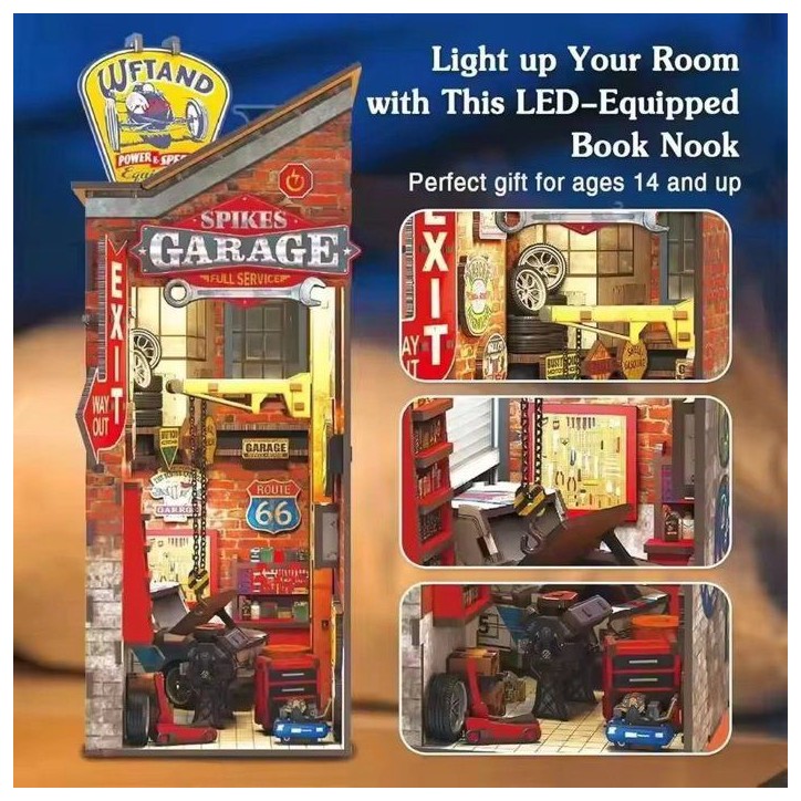 Book Nook - Kit DIY a construire Maquette 3D Serre Livre - Garage vintage Nookland - 10 x 19 x 29 cm Book Nook - Kit DIY a construire Maquette 3D Serre Livre - Garage vintage Nookland - 10 x 19 x 29 cm