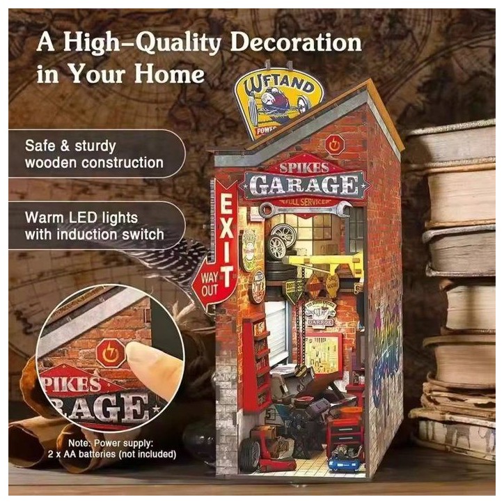 Book Nook - Kit DIY a construire Maquette 3D Serre Livre - Garage vintage Nookland - 10 x 19 x 29 cm Book Nook - Kit DIY a construire Maquette 3D Serre Livre - Garage vintage Nookland - 10 x 19 x 29 cm
