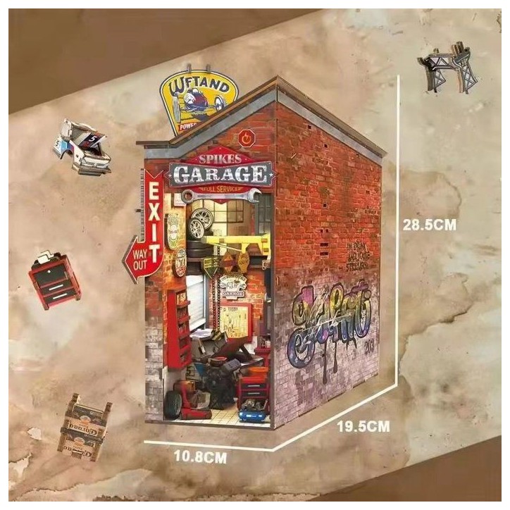 Book Nook - Kit DIY a construire Maquette 3D Serre Livre - Garage vintage Nookland - 10 x 19 x 29 cm Book Nook - Kit DIY a construire Maquette 3D Serre Livre - Garage vintage Nookland - 10 x 19 x 29 cm