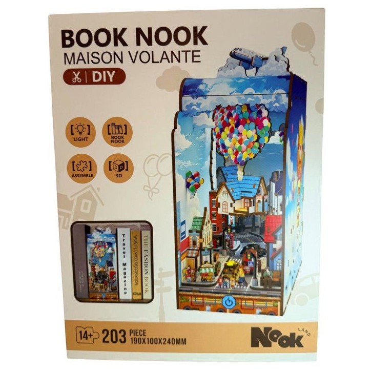 Book Nook - Kit DIY a construire Maquette 3D Serre Livre - Maison volante Nookland - 10 x 19 x 24 cm Book Nook - Kit DIY a construire Maquette 3D Serre Livre - Maison volante Nookland - 10 x 19 x 24 cm