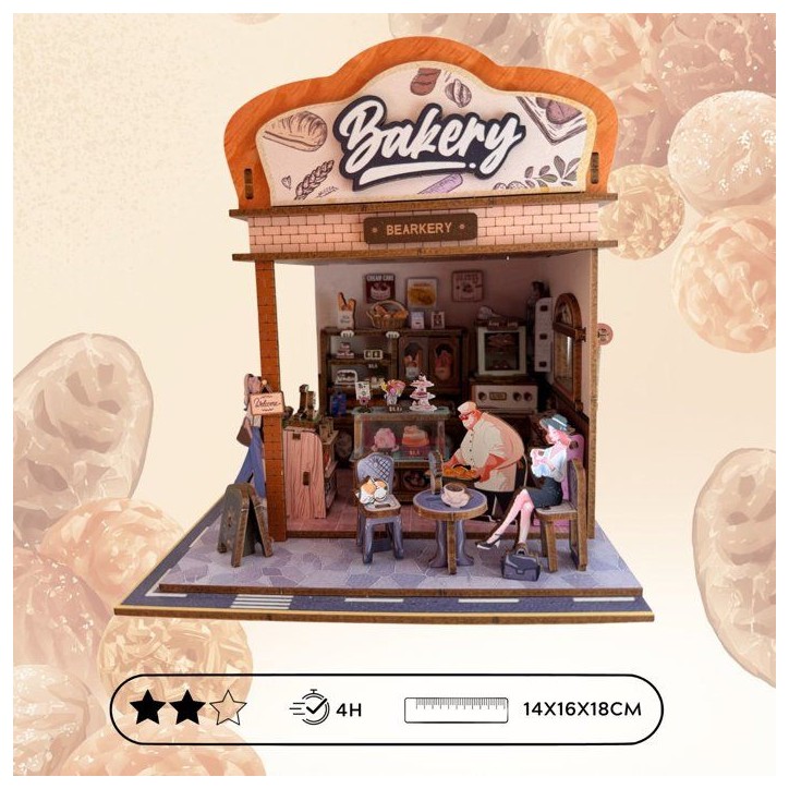 Book Nook - Kit DIY a construire Maquette 3D Serre Livre - Mini boulangerie Nookland - 14 x 16 x 26,5 cm Book Nook - Kit DIY a construire Maquette 3D Serre Livre - Mini boulangerie Nookland - 14 x 16 x 26,5 cm