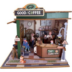 Book Nook - Kit DIY a construire Maquette 3D Serre Livre - Coffee Shop