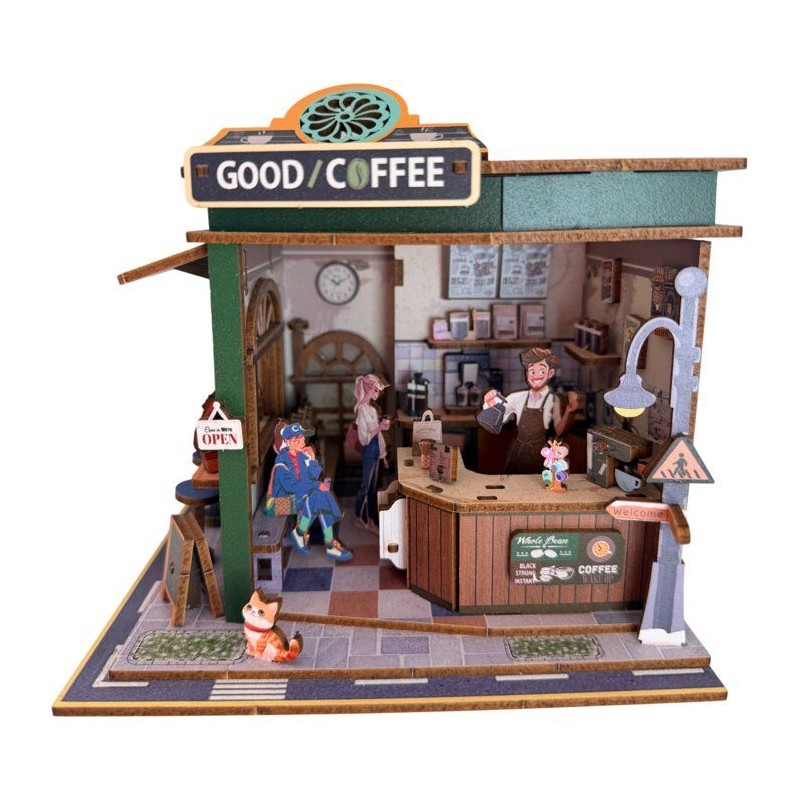Book Nook - Kit DIY a construire Maquette 3D Serre Livre - Coffee Shop