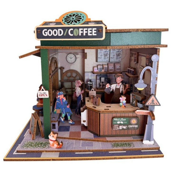 Book Nook - Kit DIY a construire Maquette 3D Serre Livre - Coffee Shop Nookland - 16 x 14 x 16 cm Book Nook - Kit DIY a construire Maquette 3D Serre Livre - Coffee Shop Nookland - 16 x 14 x 16 cm