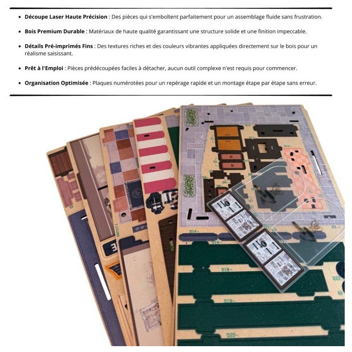 Book Nook - Kit DIY a construire Maquette 3D Serre Livre - Coffee Shop Nookland - 16 x 14 x 16 cm Book Nook - Kit DIY a construire Maquette 3D Serre Livre - Coffee Shop Nookland - 16 x 14 x 16 cm