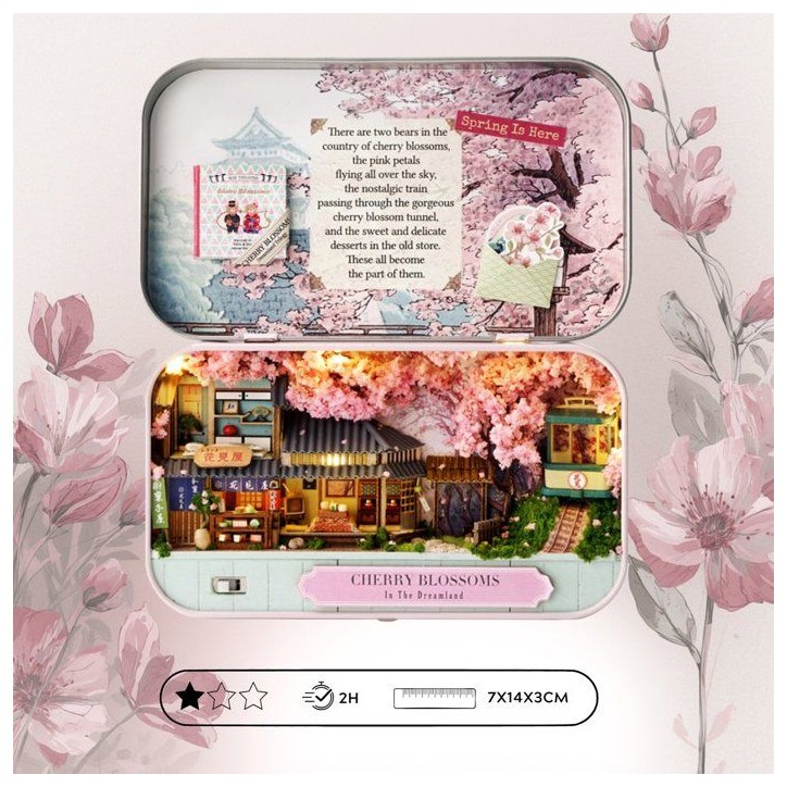 Book Nook - Kit DIY a construire Maquette 3D Serre Livre - Sakura Box Creanook - 14 x 16 x 2,5 cm Book Nook - Kit DIY a construire Maquette 3D Serre Livre - Sakura Box Creanook - 14 x 16 x 2,5 cm