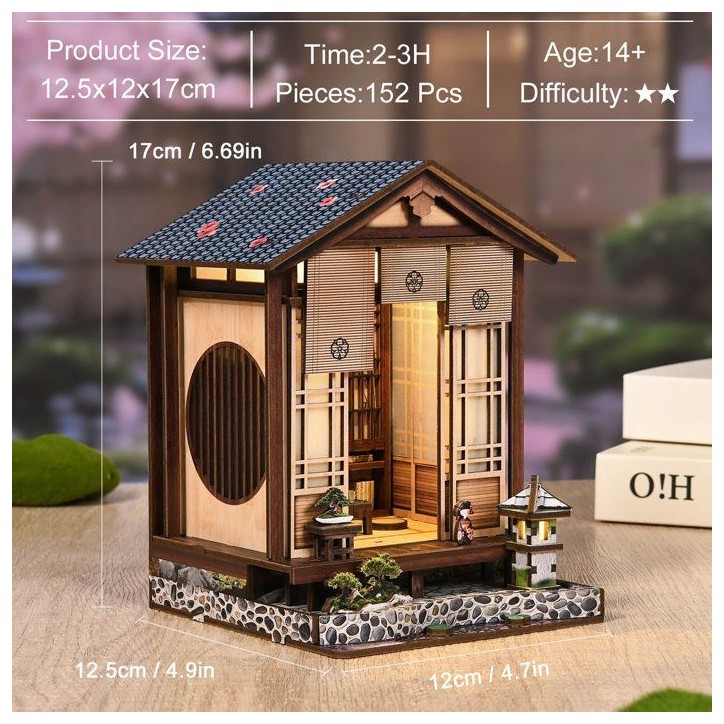 Book Nook - Kit DIY a construire Maquette 3D Serre Livre - Zen house Nookland - 12,5 x 12 x 17 cm Book Nook - Kit DIY a construire Maquette 3D Serre Livre - Zen house Nookland - 12,5 x 12 x 17 cm