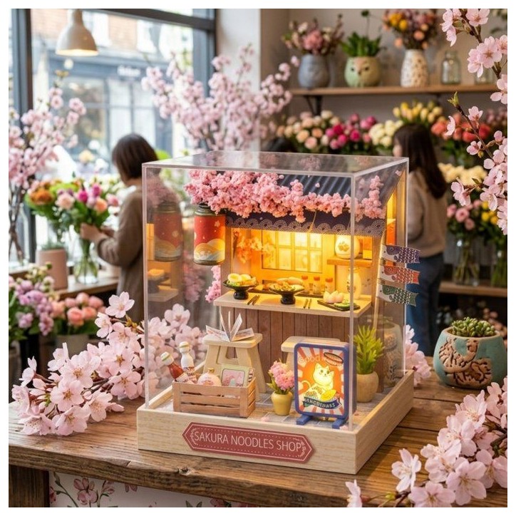 Book Nook - Kit DIY a construire Maquette 3D Serre Livre - Sakura Noodles Creanook - 11 x 9 x 11 cm Book Nook - Kit DIY a construire Maquette 3D Serre Livre - Sakura Noodles Creanook - 11 x 9 x 11 cm