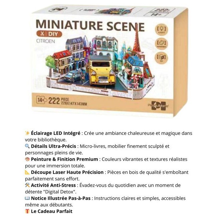 Book Nook - Kit DIY a construire Maquette 3D Serre Livre - Paysage Parisien Nookland - 25 x 21 x 25 cm Book Nook - Kit DIY a construire Maquette 3D Serre Livre - Paysage Parisien Nookland - 25 x 21 x 25 cm