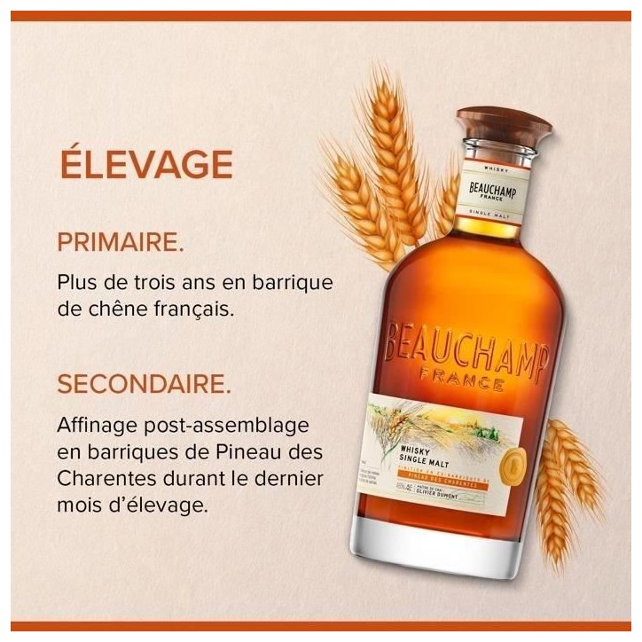BEAUCHAMP - Whisky Single Malt - Whisky Français Beauchamp - Origine : 100 % France - 46 % Alcool - Bouteille 70 cl BEAUCHAMP - Whisky Single Malt - Whisky Français Beauchamp - Origine : 100 % France - 46 % Alcool - Bouteille 70 cl