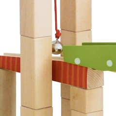 Circuit a billes en bois - ROBA - 20 billes en verre - 80 briques de c