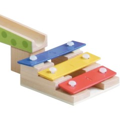Circuit a billes en bois - ROBA - 20 billes en verre - 80 briques de c