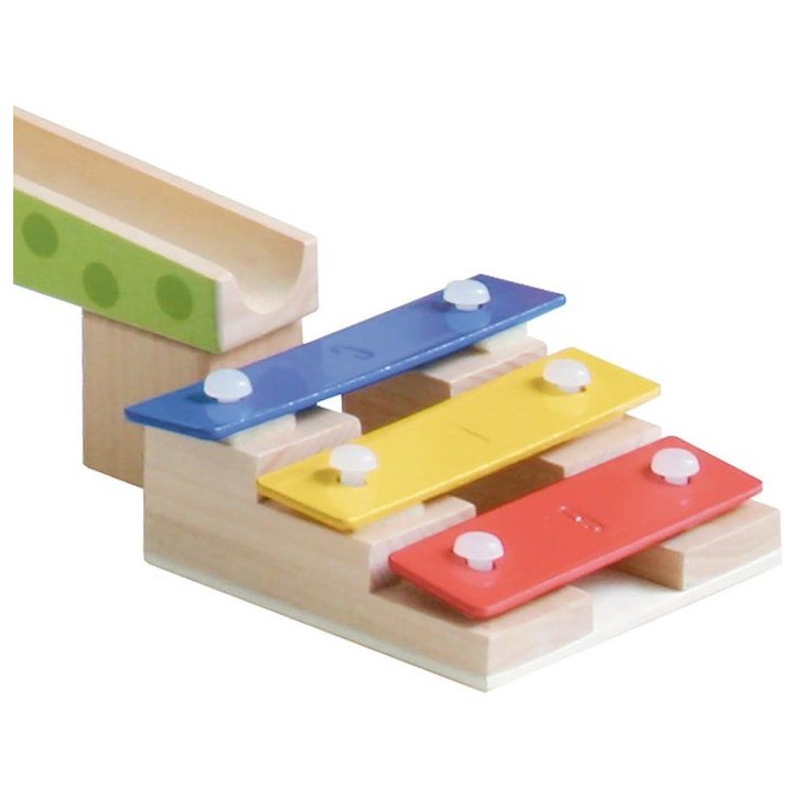 Circuit a billes en bois - ROBA - 20 billes en verre - 80 briques de construction - Naturel / Rouge / Bleu / Vert Circuit a billes en bois - ROBA - 20 billes en verre - 80 briques de construction - Naturel / Rouge / Bleu / Vert