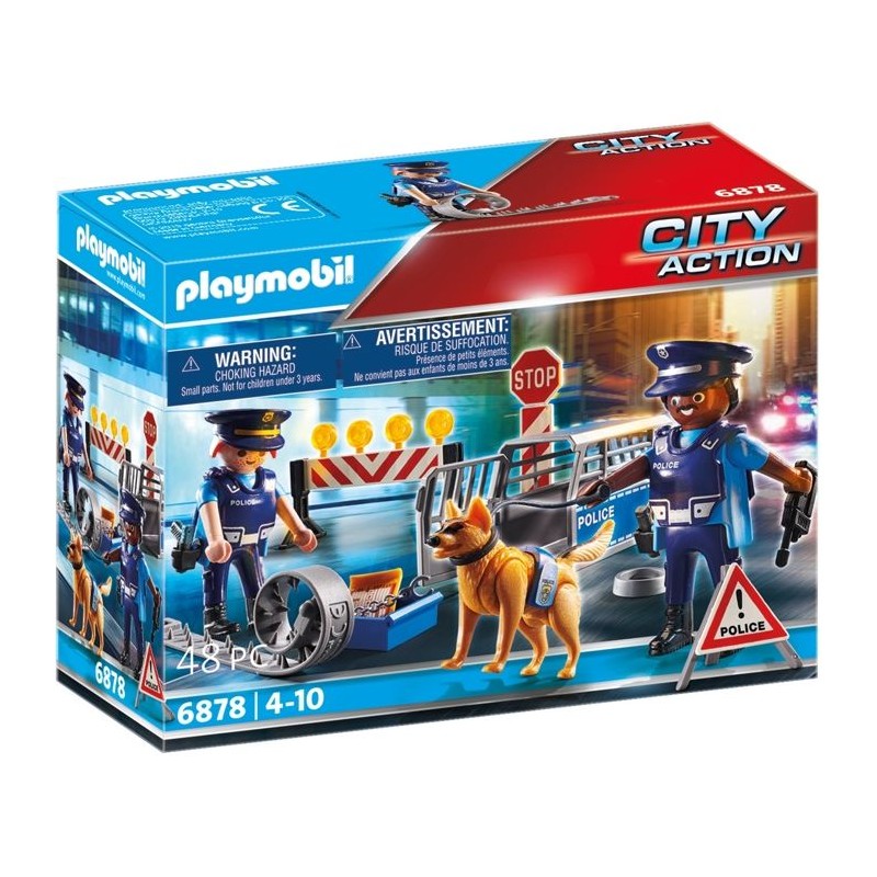 PLAYMOBIL 6878 Barrage de police, City Action, Contient un barrage de