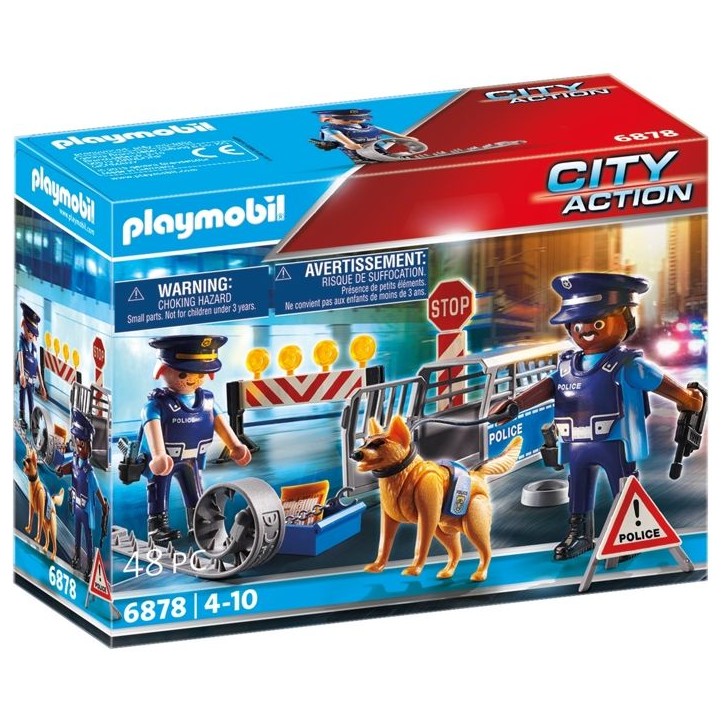PLAYMOBIL 6878 Barrage de police, City Action, Contient un barrage de police avec chien policier et de nombreux accessoires, des PLAYMOBIL 6878 Barrage de police, City Action, Contient un barrage de police avec chien policier et de nombreux accessoires, des