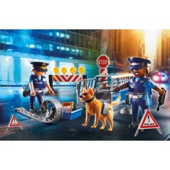 PLAYMOBIL 6878 Barrage de police, City Action, Contient un barrage de police avec chien policier et de nombreux accessoires, des