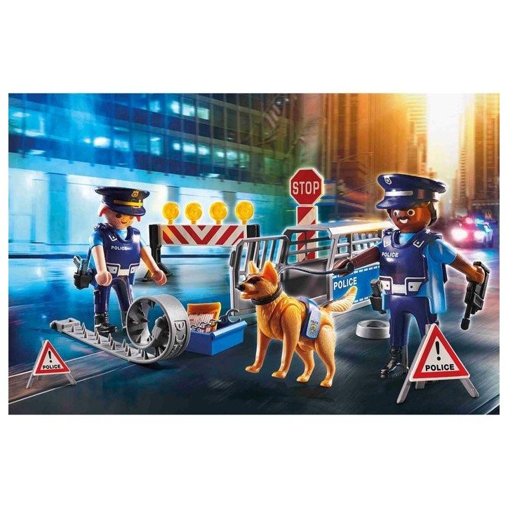 PLAYMOBIL 6878 Barrage de police, City Action, Contient un barrage de police avec chien policier et de nombreux accessoires, des PLAYMOBIL 6878 Barrage de police, City Action, Contient un barrage de police avec chien policier et de nombreux accessoires, des