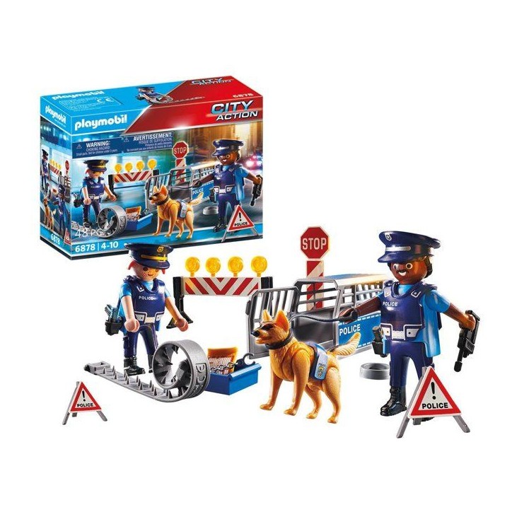 PLAYMOBIL 6878 Barrage de police, City Action, Contient un barrage de police avec chien policier et de nombreux accessoires, des PLAYMOBIL 6878 Barrage de police, City Action, Contient un barrage de police avec chien policier et de nombreux accessoires, des