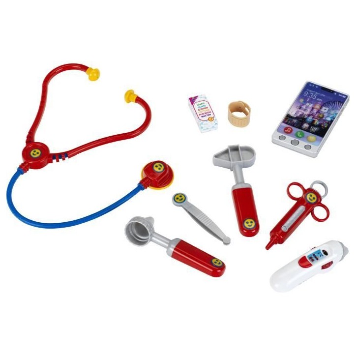 Mallette docteur avec smartphone et thermometre électroniques - KLEIN - 4368 - Mixte - 3 ans - Rouge