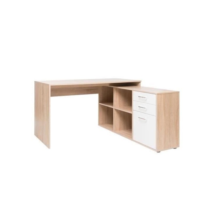 Bureau d'angle LONDON - Panneaux de particules - Décor chene sonoma, blanc - 136 x 75 x 139 cm Bureau d'angle LONDON - Panneaux de particules - Décor chene sonoma, blanc - 136 x 75 x 139 cm