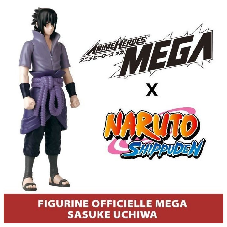 Grande Figurine articulée - BANDAI - Anime Heroes - Naruto Shippuden - Figurine Anime Heroes Mega 30 cm - Sasuke Uchiwa