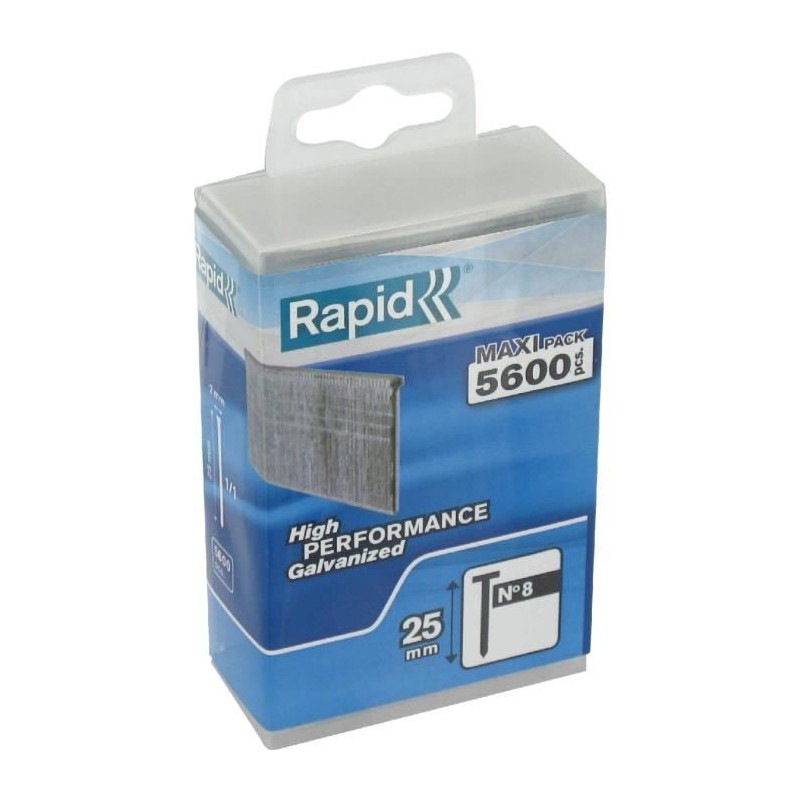 Pointe - Rapid Agraf - n°8 - 25 mm - 5600 pointes - Lot de 100