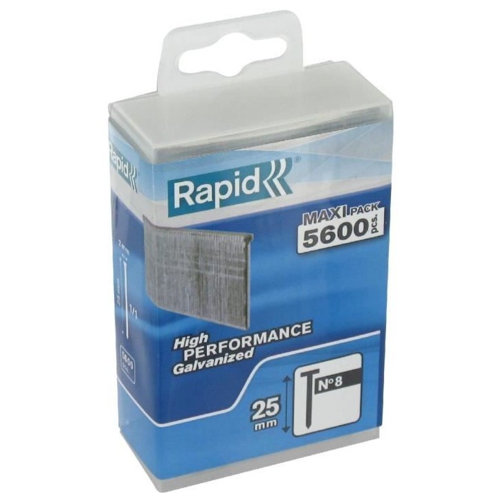 Pointe - Rapid Agraf - n°8 - 25 mm - 5600 pointes - Lot de 100 Pointe - Rapid Agraf - n°8 - 25 mm - 5600 pointes - Lot de 100