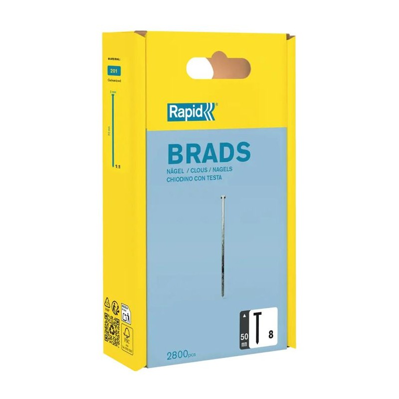 Clous - RAPID - Pointe n°8 - Dimension 50mm - 2800 pointes - Acier ga