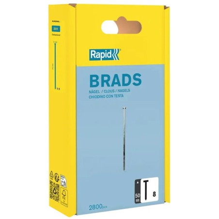 Clous - RAPID - Pointe n°8 - Dimension 50mm - 2800 pointes - Acier ga