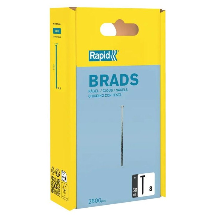 Clous - RAPID - Pointe n°8 - Dimension 50mm - 2800 pointes - Acier galvanisé Clous - RAPID - Pointe n°8 - Dimension 50mm - 2800 pointes - Acier galvanisé
