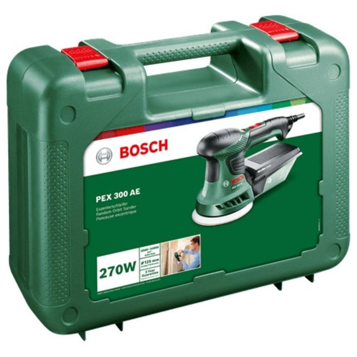 Ponceuse excentrique sans fil BOSCH - PEX 300 AE - 270W - 25 abrasifs + 1 plateau souple Ponceuse excentrique sans fil BOSCH - PEX 300 AE - 270W - 25 abrasifs + 1 plateau souple