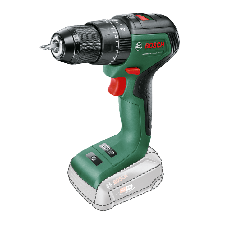 Perceuse visseuse a percussion BOSCH - UniversalImpact 18V 60 - Sans batterie et chargeur Perceuse visseuse a percussion BOSCH - UniversalImpact 18V 60 - Sans batterie et chargeur