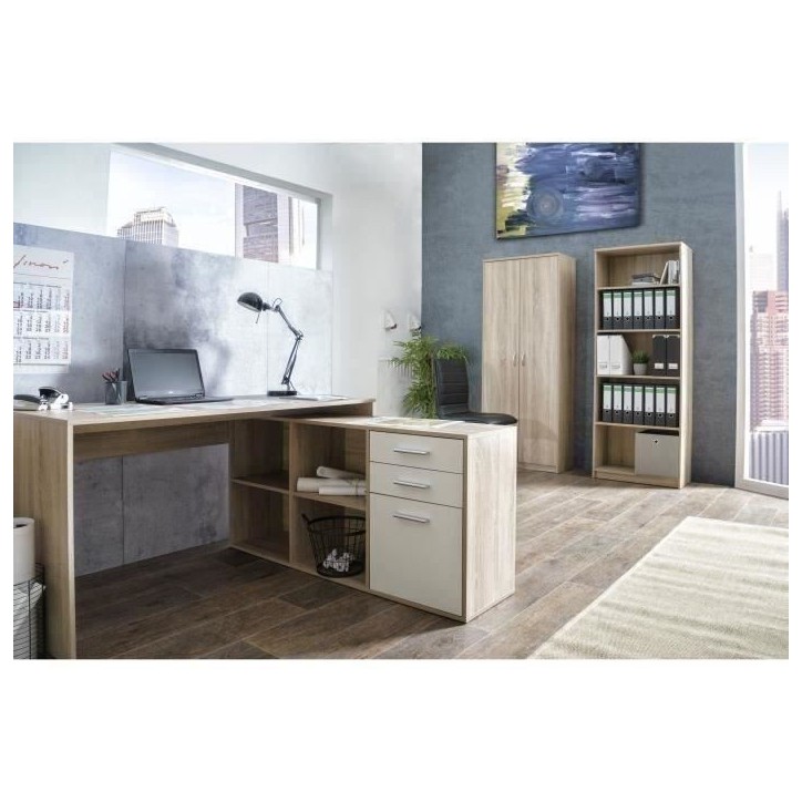 Bureau d'angle LONDON - Panneaux de particules - Décor chene sonoma, blanc - 136 x 75 x 139 cm Bureau d'angle LONDON - Panneaux de particules - Décor chene sonoma, blanc - 136 x 75 x 139 cm