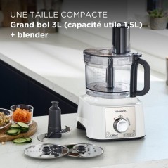 Robot multifonction - KENWOOD - MultiPro Express FDP65.450WH - 1000 W - 3 L - 2 vitesses - Blender 1,5 L - Blanc
