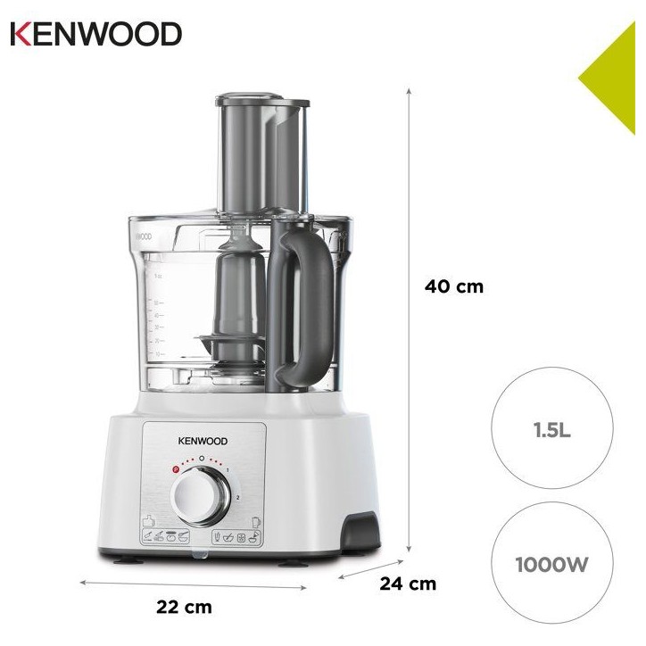 Robot multifonction - KENWOOD - MultiPro Express FDP65.450WH - 1000 W - 3 L - 2 vitesses - Blender 1,5 L - Blanc Robot multifonction - KENWOOD - MultiPro Express FDP65.450WH - 1000 W - 3 L - 2 vitesses - Blender 1,5 L - Blanc
