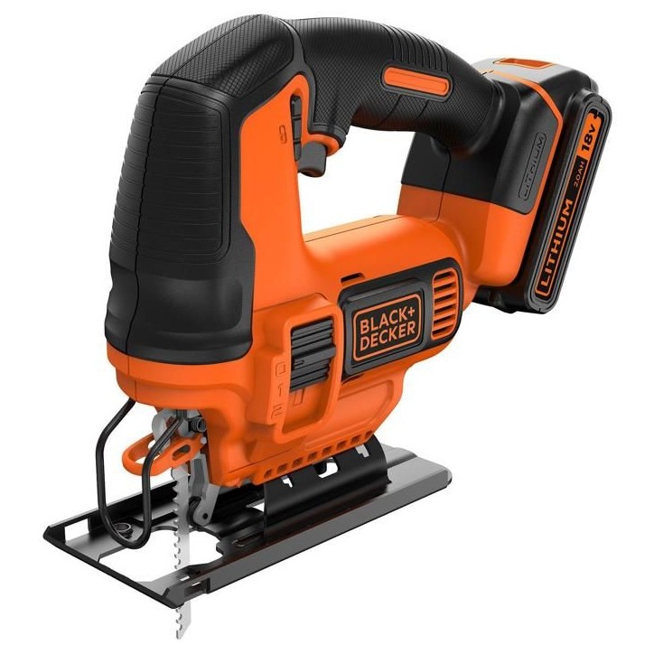 Scie sauteuse pendulaire sans-fil BLACK+DECKER 18V - 1 batterie 2,0 Ah - 1 lame bois - 1 chargeur Scie sauteuse pendulaire sans-fil BLACK+DECKER 18V - 1 batterie 2,0 Ah - 1 lame bois - 1 chargeur