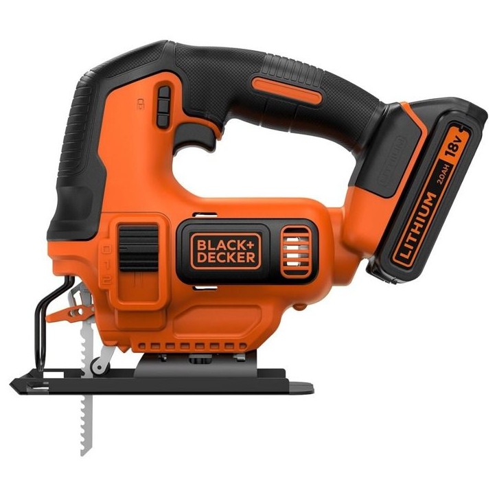 Scie sauteuse pendulaire sans-fil BLACK+DECKER 18V - 1 batterie 2,0 Ah - 1 lame bois - 1 chargeur Scie sauteuse pendulaire sans-fil BLACK+DECKER 18V - 1 batterie 2,0 Ah - 1 lame bois - 1 chargeur