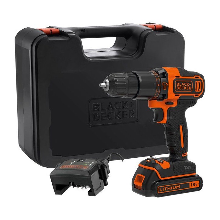 Perceuse-visseuse a percussion sans fil BlackDecker BDCHD18K - 18V Li-ion 1,5 Ah - Chargeur et coffre inclus Perceuse-visseuse a percussion sans fil BlackDecker BDCHD18K - 18V Li-ion 1,5 Ah - Chargeur et coffre inclus